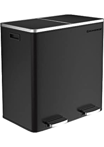 2 x 30L Mutfak Çöp Kovası, 2 Bölmeli Atık Ayırma Siyah LTB60BK