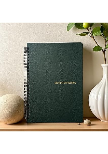Tanıtım 12 Haftalık A5 Beslenme ve Kilo Takip Planlayıcı Defter | Spiralli, Suni Deri Kapaklı, Günlük ve Haftalık Takip | Healthy Food Journal (Haki) fiyatları