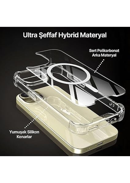 iPhone 13-14 Için Magshield Serisi Magsafe ile Uyumlu Köşe Korumalı Şeffaf Hybrid Kılıf Ultra Güçlü Manyetik Çember ve Kristal Berraklığında Materyal Premium Kalite Kılıf (13-14) fiyatları
