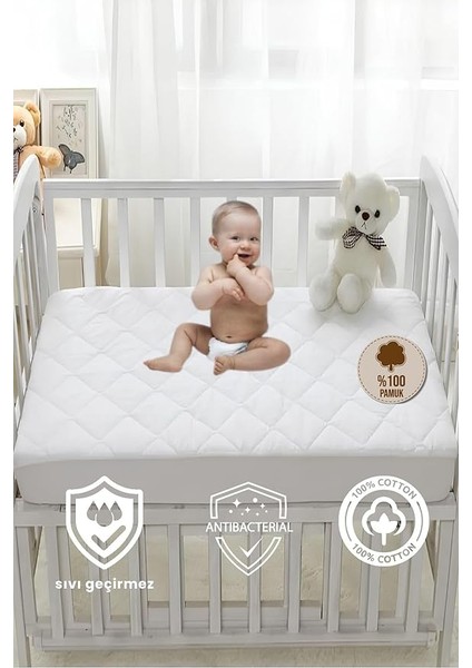 Pamuk Kapitone Fitted Sıvı Geçirmez Bebek-Çocuk Alezi, Park Yatak Beşik Yatak Alezi 2440787943313