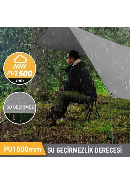 Su Geçirmez Tarp Tente Gölgelik Örtü, 4 Mevsim Taşınabilir Örtü Branda Çok Işlevli Outdoor Açık Hava Kamp Seyahat Tente Branda Yağmurluk, Güneşlik Karavan Yan Gölgelik Çadır 300X300 cm - Yeşil indirimleri