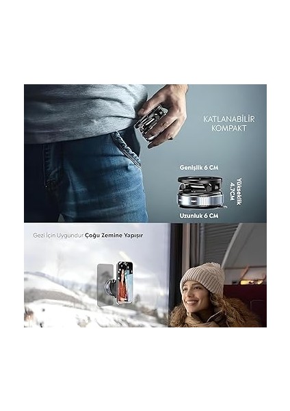 Araç Içi ve Masaüstü 360 Derece Dönebilen Vakum Özellikli Magnetik Telefon Tutucu (B Kalite) fırsatları