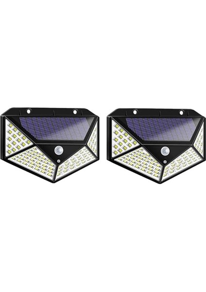 Solar Lamba 100 LED Pır Hareket Sensörlü Dış Duvar Lambası IP65 Bahçe Teras - 2 Adet fırsatları