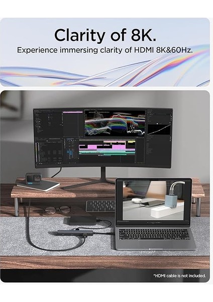Arcdockpro 100W Güç Adaptörü 6in1 Usb-C Multi Hub / Çoklayıcı 6 Port / 8k 60hz / Ethernet 2.5gbps / Usb4 Gen3 / MacBook PD2302 Space Gray - ACA06193 modelleri