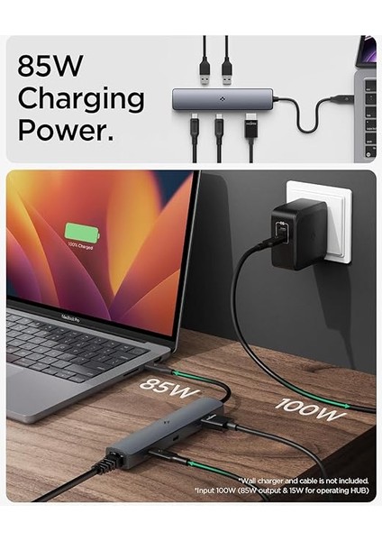 Arcdockpro 100W Güç Adaptörü 6in1 Usb-C Multi Hub / Çoklayıcı 6 Port / 8k 60hz / Ethernet 2.5gbps / Usb4 Gen3 / MacBook PD2302 Space Gray - ACA06193 indirimleri