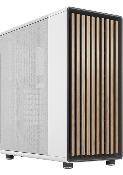 Design North Chalk White - Wood Oak Front - Mesh Side Panels - Two 140MM Aspect Pwm Fan Dahil - Sezgisel Iç Mekan Düzeni Tasarımı - Atx Orta Kule Pc Oyun Kılıfı