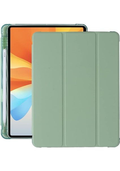 Amazon Marka - iPad 10,2 Inç 9./8./7. Nesil (2021/2020/2019) Için Kılıf - Poliüretan Deri Çanta Koruyucu Kılıf Şeffaf Arka Kapak ve Kalem Tutuculu, Otomatik Uyku/uyanma, Matcha Yeşil