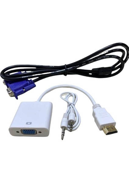 Metre VGA Kablo+Vga To HDMI Çevirici Aparat