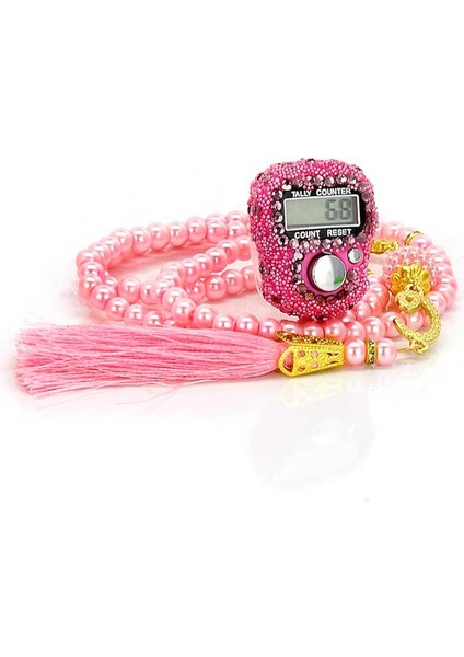 Online Taşlı Zikirmatik - Inci Tesbihli Hediyelik Set - Pembe Renk fiyatları