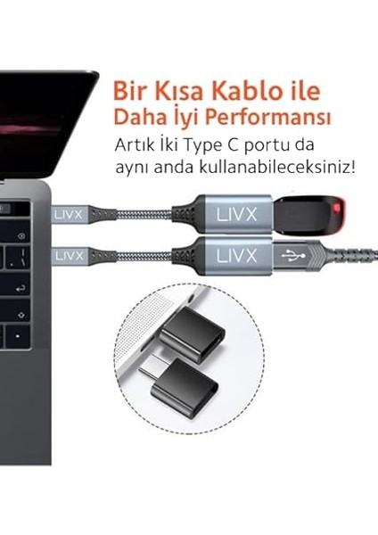 USB 3.0 To Type-C Çevirici Dönüştürücü 60W Hızlı Şarj Desteği 15 cm Kablolu Otg Adaptör Samsung Huawei Xiaomi Macbook ile Uyumlu Gri Ottca-01 fiyatları