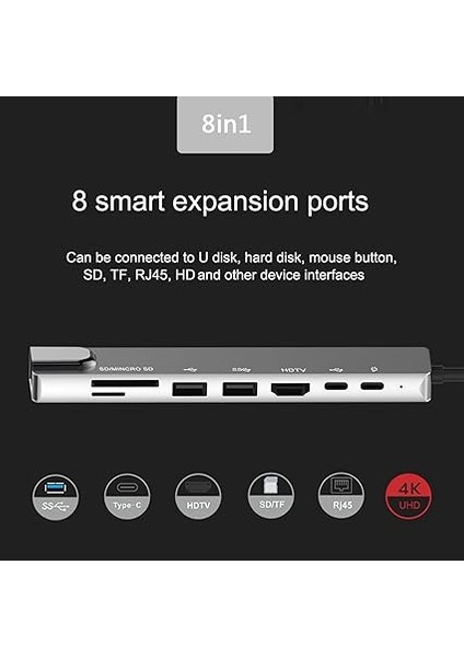 USB C Hub Type-C Bağlantı Istasyonu Çoklu Bağlantı Noktası Adaptörü 4K Hd RJ45 Ethernet USB 3.0 Pd Şarj Bağlantı Noktası Sd Tf Kart Okuyucu Chromebook Matebook ile Uyumlu indirimleri