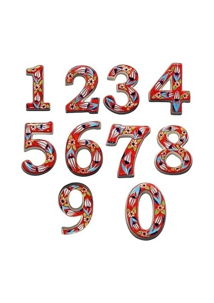 Kapı Numarası Seramik Lale Desenli Çeşitli Renklerde (1, Kırmızı) modelleri