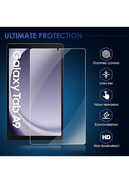2 Adet Tam Ekran Koruyucu Folyo Samsung Galaxy Tab A9 8,7 Inç 2023 Için Ekran Koruyucu 9h Sertlik Çizilmez Kabarcıksız Folyo Cam Samsung SM-X110/X115/X117 Için modelleri