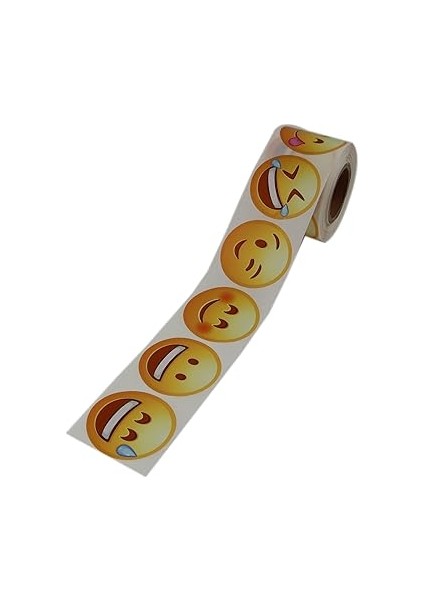 Etiketler , Hazır Al Hızlı Al Emoji Etiketi 9 Farklı Emoji Surat 50MM Çap Ruloda 500 Adet Kendinden Yapışkanlı Rulo Etiket, Pp Opak, Gülen Surat Stickerları fırsatları