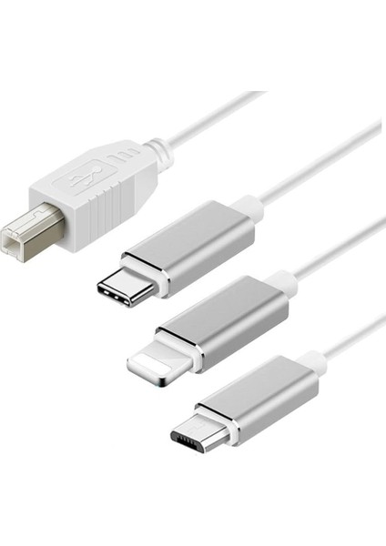 ADS-501 3ın1 USB B To Micro-Lightning-Type-C Telefon Bilgisayar Tablet Için Piyano Mıdı Org Elektrikli Piyano Konnektörü Çevirici Otg Kablo