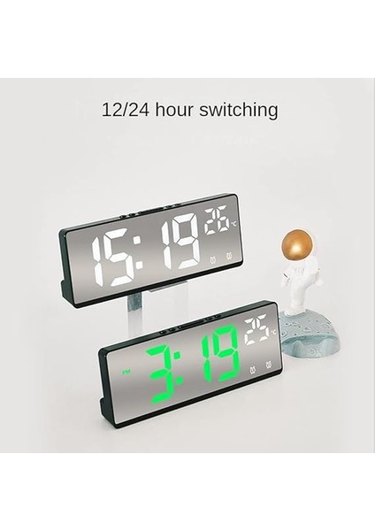 Kontrolü Aynalı Çalar Saat Dijital Sıcaklık Çift Alarm Erteleme Masaüstü Masa Saati Modu 12/24H (Turuncu) fiyatları