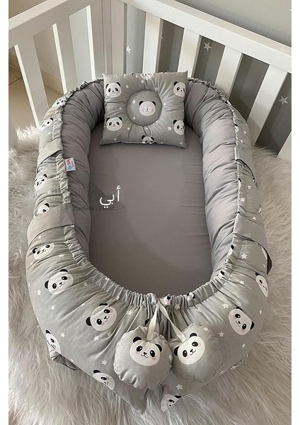 Baby Nest Gri Panda Lüx Tasarım Ortopedik Nest Bebek Yatağı Anne Yanı Bebek Yatağı indirimleri