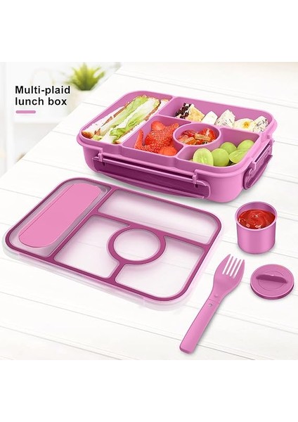 Lunch Box For Kids,bento Box Çocuk Beslenme Kutusu,yetişkin Öğle Yemeği KUTUSU,1300ML-5 Bölmeli Sosluklu ve Çatal Bıçaklı Öğle Yemeği Kapları,mikrodalga Bulaşık Makinesi (Mor) fırsatları