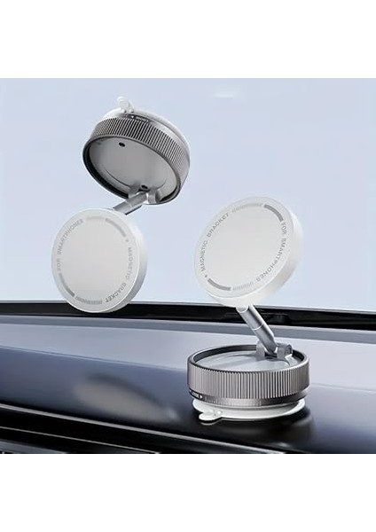 Vakumlu Katlanır 360 Derece Araç Telefon Tutucu - Ayna-Cam-Masa Uyumlu Manyetik Özellikli (Beyaz) fırsatları
