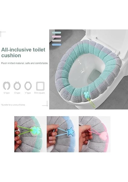 4 Adet Klozet Kapağı Pedi Saplı Klozet Kapağı Kılıfları Yumuşak Banyo Tuvalet Kapağı Kılıfı Minder Kalın Esneyebilir Yıkanabilir Evrensel Boyut modelleri