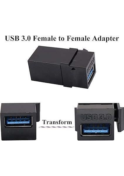USB 3.0 A Keystone Adaptörü Kadın - Dişi USB 3.0 A Keystone Jack Ekleme Soket Bağlayıcı Adaptörü Duvar Plakası Çıkış Paneli Için (Siyah/5'li Paket) modelleri