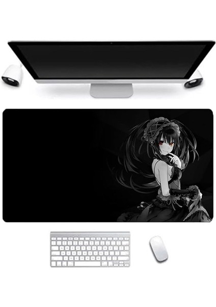 Date A Live Anime Oyun Fare Altlığı, Tokisaki Kurumi Yatogami Toka 400 x 700 mm Genişletilmiş Büyük Kaymaz Kauçuk Fare Altlığı, Ofis Masası Ofis Için Sümen