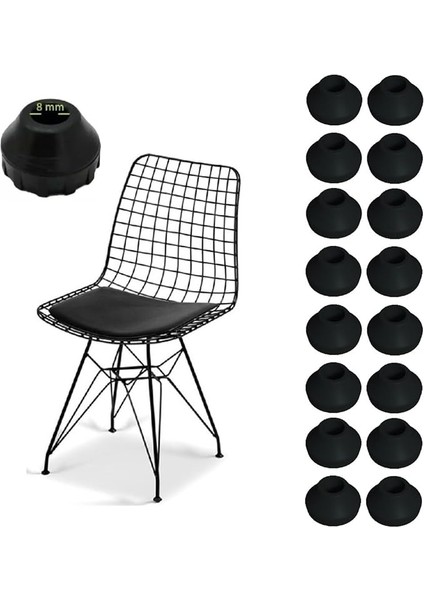 Tel Sandalye Masa Sehpa Ayak Pabucu 16 Adet (Çap 8mm)