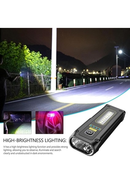 Çok Fonksiyonlu USB Şarjlı LED El Feneri | 500 Lümen, 2 Tuşlu 8 Mod, Kırmızı-Mavi Flaşör, Cob Yan Işık, Type-C Girişli, Taşınabilir Aydınlatma indirimleri