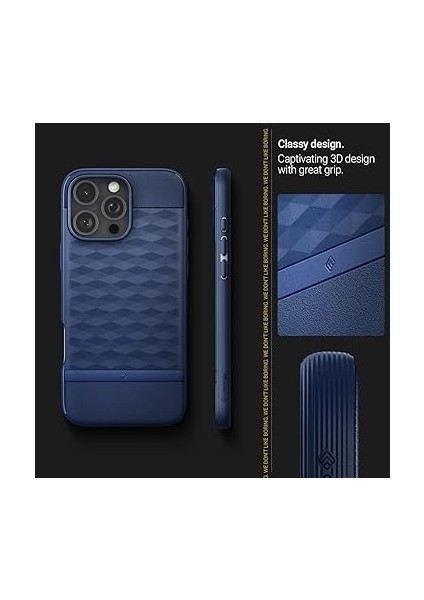 Caseology iPhone 16 Pro Magsafe Kılıf Parallax Mag Hava Kanalı Teknolojisi™ Askeri Sınıf Koruma Midnight Blue 3 Boyutlu Tasarım Kapak - ACS08171 modelleri