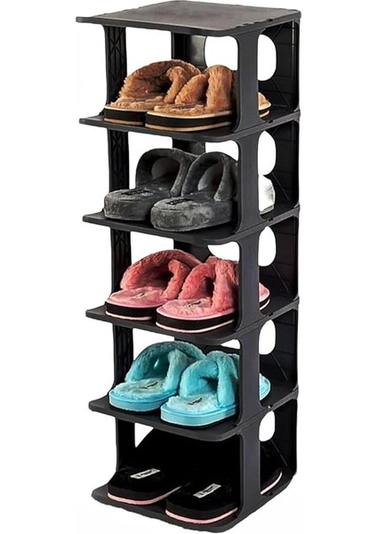 Home 5 Katlı Plastik Ayakkabılık Raf, Eklenebilir ve Büyütülebilir Düzenleyici Organizer, Kapı Önü ve Ev Içi Kullanım Için Ideal, Uzun Ömürlü ve Dayanıklı (Siyah)