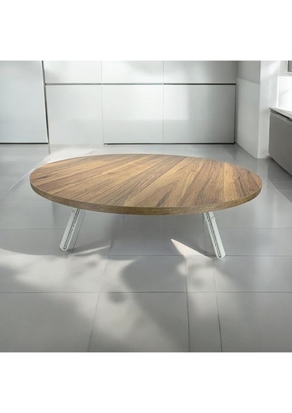 Yer Sofrası Hamur Açma Tahtası Ceviz Oyun Masası (60 cm Çap)