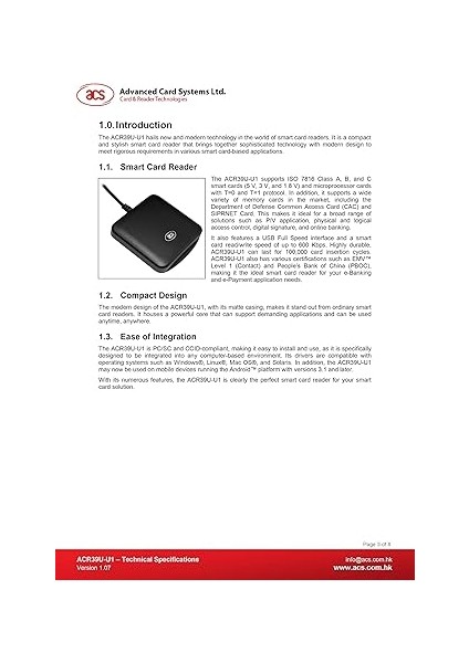 ACR39U-I1 Pc/sc Rfıd Iletişim Çip Akıllı Kart Okuyucu Yazıcı Okuyucu Yazıcı fırsatları