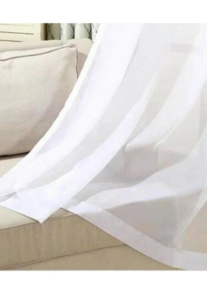 Düz Beyaz Petek Üstü Ölçülere Uygun Seyrek Pileli Tül Perde