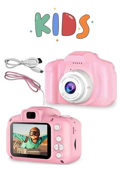 Çocuklar Için Dijital Fotoğraf Makinesi Fotoğraf ve Video Çeken Mini Pembe fırsatları