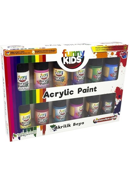 Kids Akrilik Boya 12 Renk x 20 ml Set
