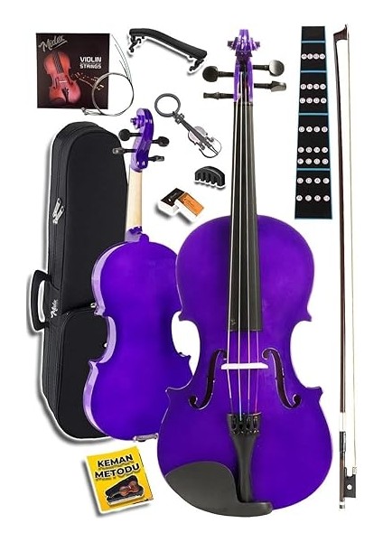 HGA44PU-TYS Mor 4/4 Tam Boy Keman Seti (Yastık Yedek Tel Susturucu Çanta Yay Reçine Metod) fiyatları