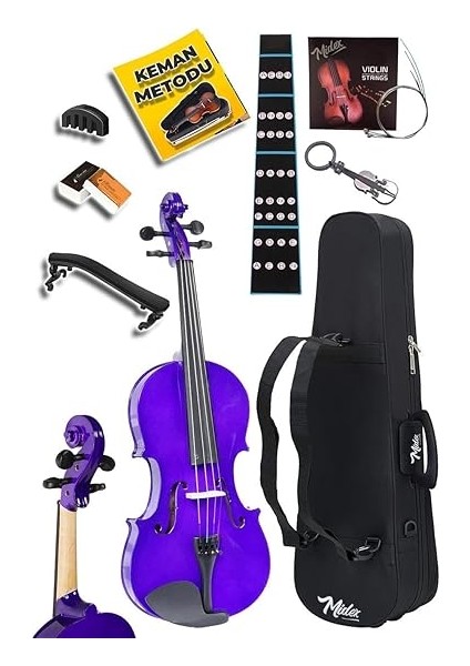 HGA44PU-TYS Mor 4/4 Tam Boy Keman Seti (Yastık Yedek Tel Susturucu Çanta Yay Reçine Metod) modelleri