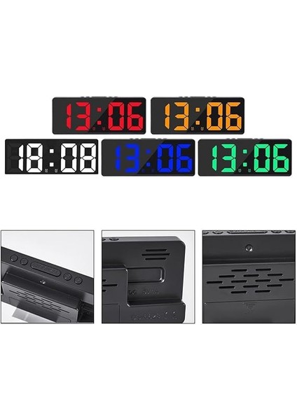 Dijital Saat, Akıllı Aynalı Çalar Saat, Sesle Etkinleştirme Sıcaklığı, Çalar Saat, Basit Saat, Dijital Saat, Büyük Ekranlı, Yatak Odası Için Gece Masası Saati (Siyah Kabuk Sarı) fiyatları