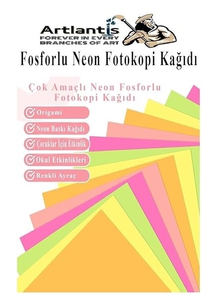 Neon Fosforlu Renkli A4 Fotokopi Kağıdı 100 Lü 1 Paket 100 Adet Fosforlu 5 Renk Parlak Canlı Renkler Fotokopi Kağıdı indirimleri