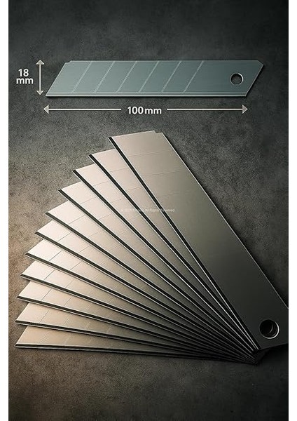 Maket Bıçağı Yedeği, 18 mm x 0,5 Mm, Karbon Çelik, Ultra Keskin, Dayanıklı Uç, 7 Kırımlı, Endüstriyel Kesici Bıçak, Yedek Parça, Ince Detay Kesim (Standart, Adet, 10) fırsatları