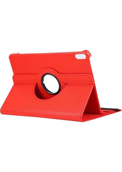 Huawei Matepad Pro 10.8 Kılıf Deri Uyku Modlu 360° Dönerli Standlı Komple Koruma 10.8 Inç, Kırmızı