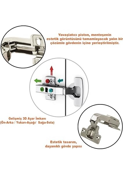 90 Derece Frenli Dolap Kapak Menteşesi Pistonlu Tas Menteşe modelleri