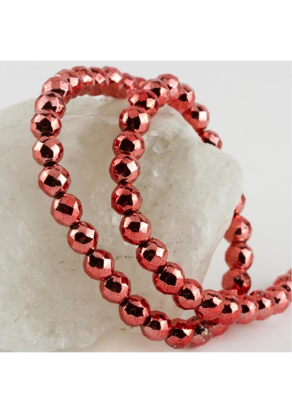 shop 8 mm Fasetli Hematit Taşı-Kırmızı fırsatları