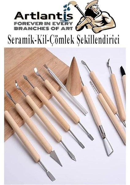 Seramik Kil Çömlek Şekillendirici Ahşap Saplı 11 Parça 1 Paket Seramik Modelaj Oyma ve Temizleme Seti indirimleri