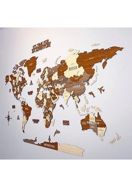 Katmanlı 3D Ahşap Dünya Haritası Ingiizce (L_karışık Renk) fiyatları