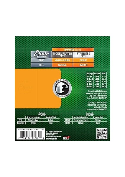 Teller Paslanmaz Çelik 5 Telli Nanoweb® Kaplamalı E-Bas Teller, Long Scale, Light/medium (.045-.135) fiyatları