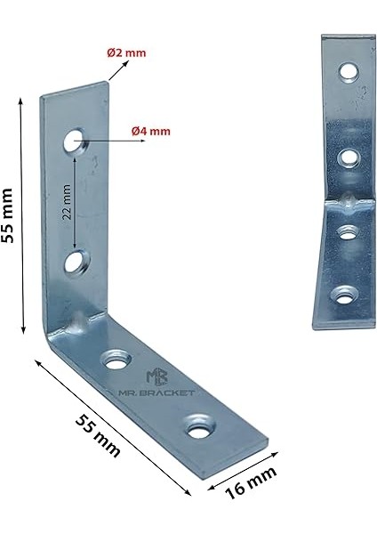 10 Ad. L Demir Gönye Köşebent 16X55X55MM - Mobilya Dolap Eşya Duvara Sabitleme Aparatı - Raf Masa Çekmece Sandalye Kitaplık Gardırop Köşe Sabitleme Birleştirme Bağlantı Demiri fiyatları