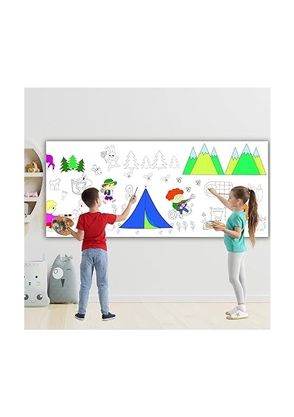 Kampı Temalı Dev Boyama Kağıdı 2,5 Metre Rulo Boyama Kağıdı Çocuk Anaokulu ve Kreşler Için Aktivite Çocuk Eğitici Boyama modelleri