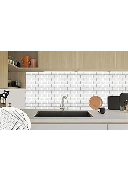 Kendinden Yapışkanlı Metro Karo Desenli Pvc Karo, Yapışkanlı Fayans Kaplama, Fayans Çıkartması, Zemin Duvar Karosu 30X30 cm (4 Adet / 0,36 M²) indirimleri