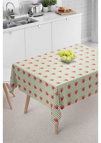 Pötikare Çilek Desenli Yeşil Masa Örtüsü, Sofra Bezi, Piknik Örtüsü Yeşil 140 x 200 RIVA00112 fiyatları